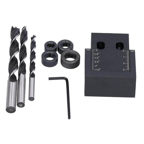 Pro Grade Pocket Hole Jig Kit With 15 Degree Drill Angle, Aluminum Alloy Oblique Hole Locator, Three Drill Guides Set
