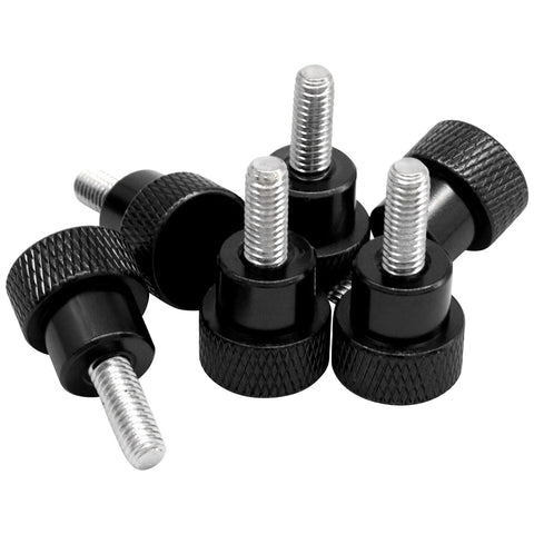 Six Pack M4 X 10Mm Knurled Thumb Screws With Knurled Grip Round Flat Head Clamping Knobs For Computer And TV Mounts No Tool Needed Quick Hand Tightening Black Finish