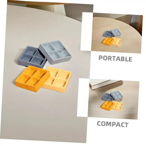 Bearings Canada 4-piece miniature four-grid storage boxes for dollhouse, gray and orange, portable