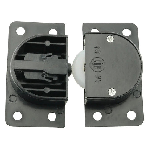 Wardrobe Sliding Door Roller Wheel Set For Closet Cabinets With ABS Nylon Wheels 58 x 31mm Overall Size and 46 x 18mm Center Mounting Hole Spacing