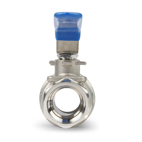 3/4 in ball valve, 316 stainless steel, blue handle, female NPT ends