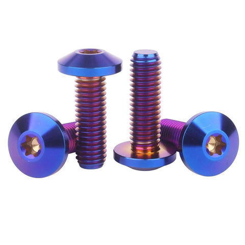 4 Piece Titanium Bolts M8x15mm M8x20mm M8x25mm M8x30mm Set With Torx T30 Head Grade 5 Fully Threaded Burnt Blue Finish