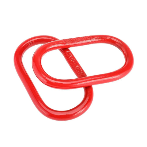 Oblong Master Link For Lifting And Rigging 1/2 Inch Thick Grade 80 Steel Heavy Duty Chain Ring Rated 4400 Lbs Red Finish One Pack