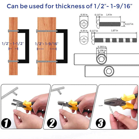 10 Pack Matte Black Cabinet Pulls With 5 Inch Hole Center installation guide with measurements and tools setup.