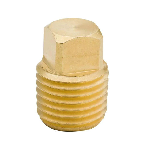 Solid Brass Pipe Fitting Square Head Plug One Eighth Inch NPT Male Threads Five Pack For Tight Sealing Pipe Ends
