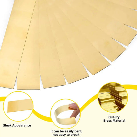 Handy Brass Shim Stock Set Pack Of 10 Strips 1 Inch Wide By 6 Inches Long 0.006 Inch Thick Flexible Brass Sheets For Jewelry Making