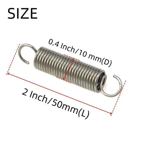 Extension spring, stainless steel, 0.4x2 in with dual hook ends for hobby crafts