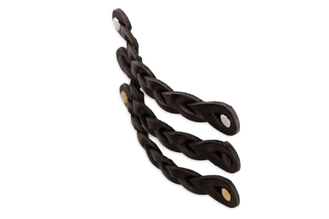 Braided Leather Drawer Pulls Set In Black Six And A Half Inch Length By One Inch Width Fashioned With Durable Leather For Dresser And Cabinet