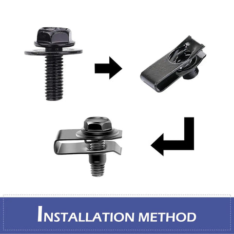 Heavy Duty Automotive Body Bolts And U Nut Clips Kit M6 1.0 Universal Car Fasteners installation method illustration