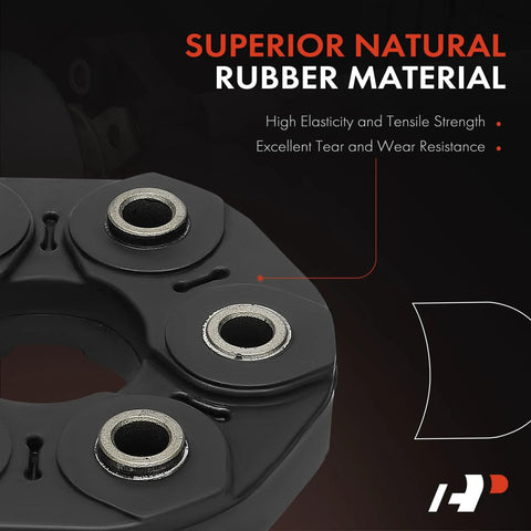 A-Premium drive shaft coupler flex joint, black rubber with three metal bearing sleeves