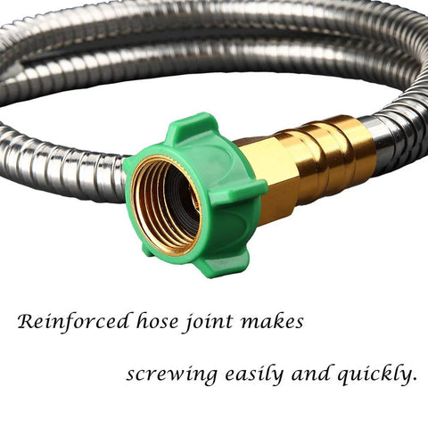 Beaulife 304 stainless steel garden hose connector with brass fittings and green plastic coupling