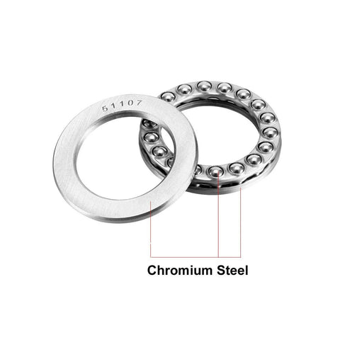 Three 51107 thrust ball bearings, 35x52x12mm, chromium steel, single row