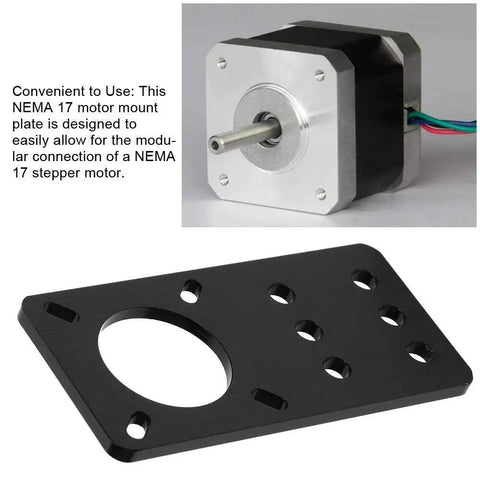 Black Anodized Aluminum NEMA 17 Stepper Motor Mount Plate For 3D Printers And V Slot Linear Rails With Adjustable Tension