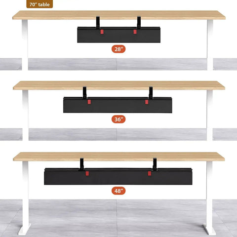 36 Inch Under Desk Cable Management Tray With Clamp And Screws, Large Fabric Cord Organizer, three sizes under a 70-inch table