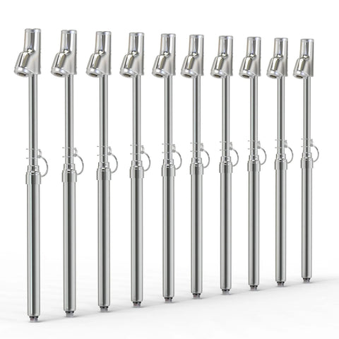 MEANLIN MEASURE tire pressure gauge set, 10 silver dual-head gauges with straight stems, 10–150 psi range
