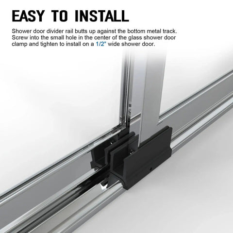 Sliding Shower Door Bottom Guide For Glass Doors Up To Half Inch Wide Plastic Track Guide installed on metal track