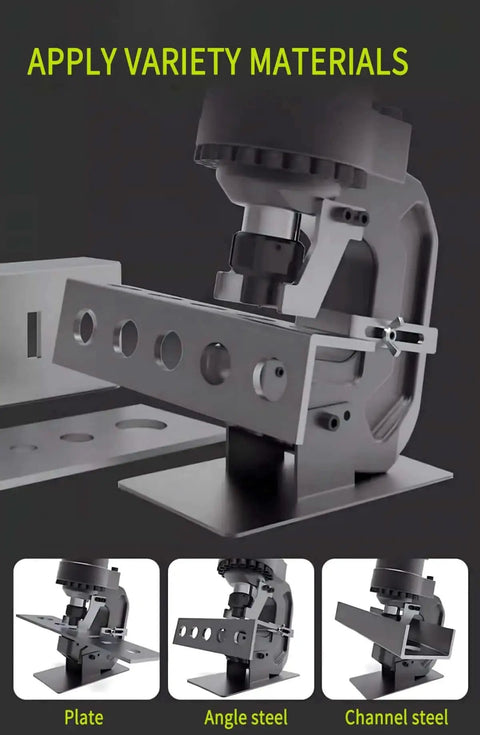 Heavy Duty 2000W Electric Hole Puncher With 20 Ton Capacity and 5 Dies punching angle and channel steel material close-up