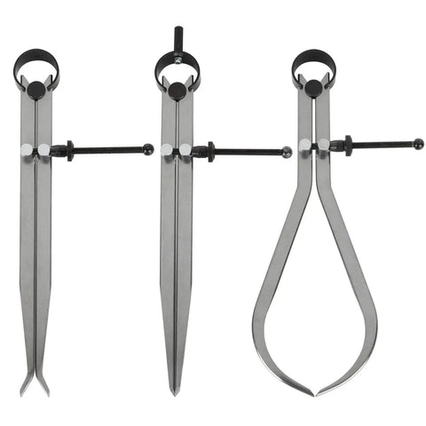 3 Piece 8 Inch Spring Caliper And Divider Set For Woodworking Lathe Projects Includes Inside Caliper Outside Caliper And Divider Hardened Points For Precise Marking Fine Adjustment Carbon Steel Measuring Tools