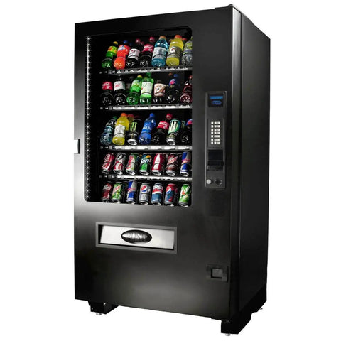 Vending machine filled with soda bottles and cans, featuring High Security Vending Machine Lock And Key Set Keyed Alike 5 Pack Tubular Locks For Coke, Pepsi, And Snack Machines ABuff Durable, Easy To Use Commercial Grade Security For Soda Machines.
