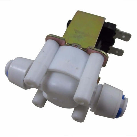 12V DC Water Solenoid Valve With Quick Connect Inlet One Quarter Inch Normally Closed Low Power Four Point Eight Watt