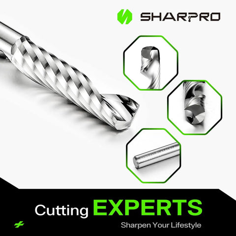 Beefy Upcut Spiral Router Bit 1/4 Inch Shank, 1/4 Inch Cutting Diameter, Carbide Single Flute CNC Bit for various materials.
