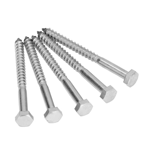 Five 304 Stainless Steel Half Thread Wood Hex Lag Screws Self Tapping For Carpentry High Hardness And Durability DIN571 Standard M6 70mm