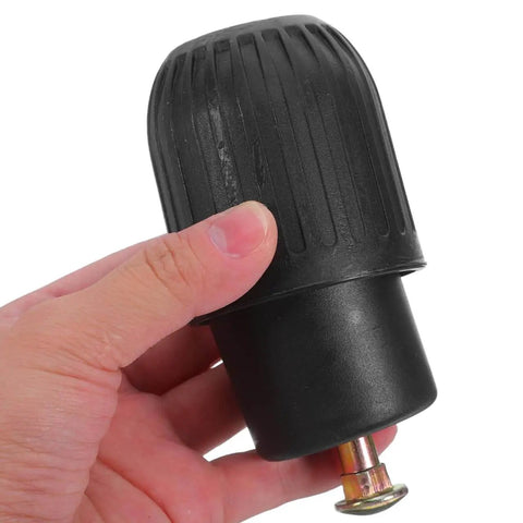 Hand holding Two Pack Knob Clamping Jig With Spring Mechanism For Computer Chair Swivel Base Tray Effortless Assembly