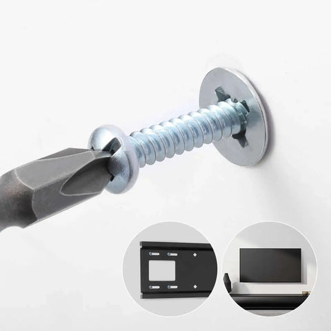 Self Drilling Drywall Anchors Kit With 110 Pieces Hollow Zinc Sheetrock Anchors and screws in wall demonstration, includes Phillips drive bit
