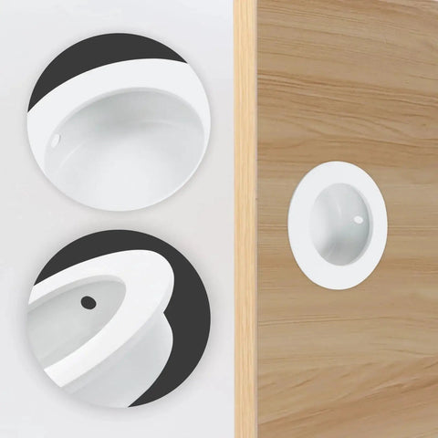 Recessed Cabinet Pulls 2 Inch Round White Flush Door Pulls Stainless Steel Finger Handles for Closet Sliding Barn Doors