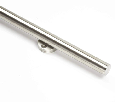 Stainless Steel Sliding Barn Door Hardware Kit for 10 Foot Double Track Set Satin Finish with wall spacer close-up view