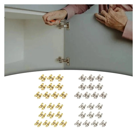 Invisible Hinge Set Concealed Cross Hinges 180 Degree Swing Silver Light Finish, Multiple Sizes, 10 Pieces, Easy Install Hidden Hardware