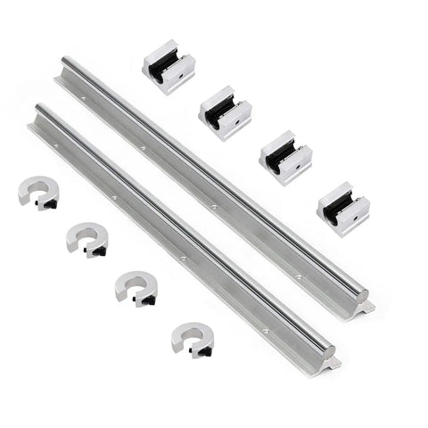 Beefed Up Linear Rail Kit 1500mm SBR16 Fully Supported with 4 SBR16UU blocks and 4 fixing rings, ideal for CNC and milling projects.