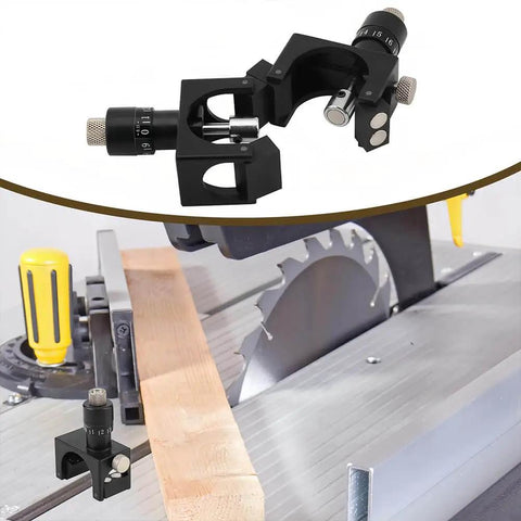 Magnetic Planer Blade Setter And Knife Setting Jig For Precise Depth With Adjustable Vernier Jointer Blades Gauge showcased on table saw.
