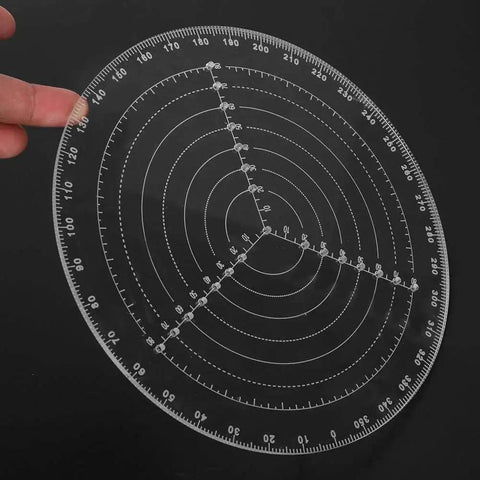 Round Center Finder Compass 7.87 Inch Transparent Acrylic Wood Turning Tool For Lathe Parts And Accessories held by hand