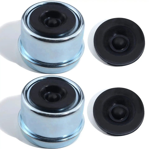 Heavy Duty Trailer Axle Dust Cap Cup Grease Cover 1.9 Inch Hub Two Pack With Extra Rubber Seals for 2000-3500 lb Dexter Axles