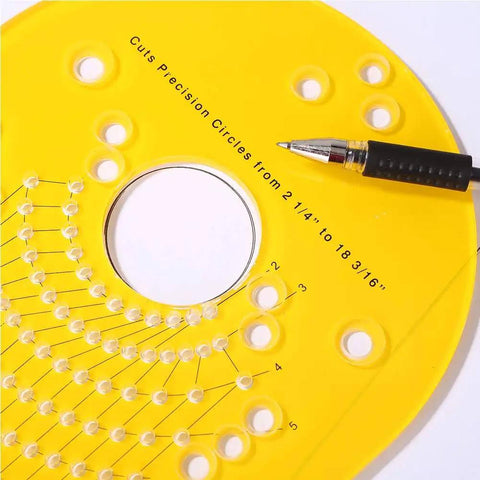 Pro Circle Cutting Jig For Wood Router, Precision Circle Cutter Guide For Speaker Cutouts And Plunge Routers, Yellow with scale