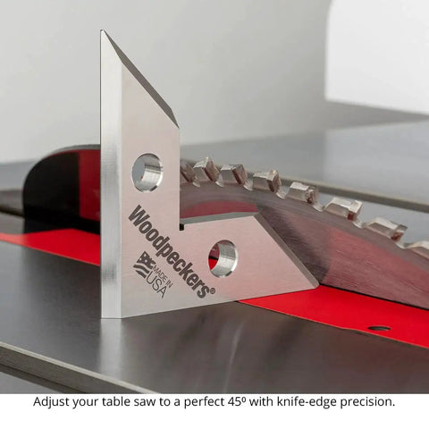 DeadNutz Machinist Square Three And One Half Inch Stainless Steel Precision Setup Tool With 0.0002 Inch Tolerance installed on a table saw