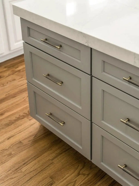 Antique Brass Knurled Cabinet Pulls 5 Inch Center To Center Solid Brass Dresser Drawer Handles on grey kitchen drawers