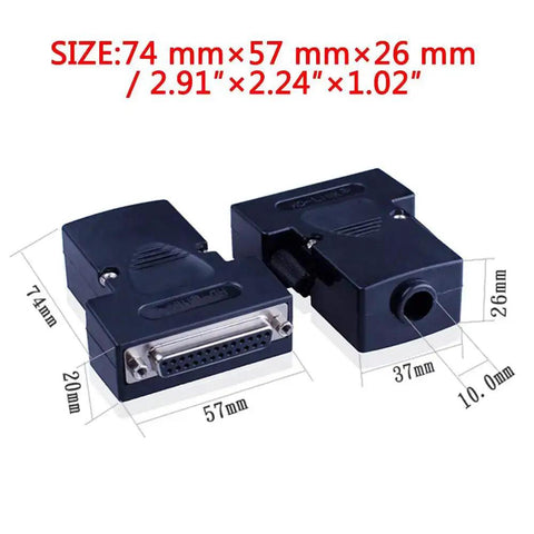 Two Pack DB25 Solderless Connector Kit For RS232 D Sub Serial To 25 Pin Breakout Gear dimensions