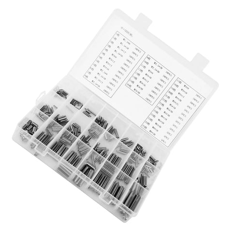 280 Piece Slotted Spring Pin Set Kit M1.5 To M8 Stainless Steel Dowel Roll Pins With Plastic Box Organizer for repair projects.