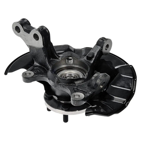 Front view of a Beefed-Up Front Steering Knuckles And Wheel Bearing Hub Assembly Replacement For 2009 2013 Toyota Corolla And 2009 2013 Toyota Matrix, 2-Piece Set, Enhanced Braking, Precise Fit, Smooth Steering And Reliable Handling, showing robust design.