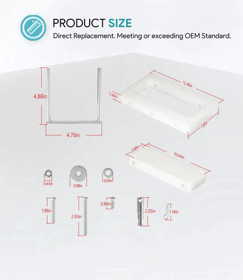 Dimensions and components of RTA 54 Composite Quick Release Bracket For Minn Kota Riptide Electric Steer Trolling Motors Terrova Ulterra.