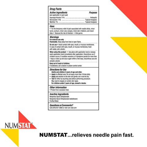 Pain Free Needle Prep Wipes With Benzocaine Menthol And Isopropyl Alcohol 2 In 1 Antiseptic Numbing Wipes packaging details