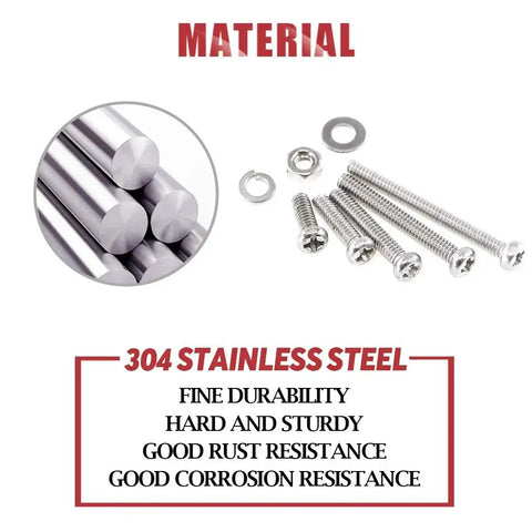M2 Phillips Pan Head Screws Kit With Nuts, Lock Washers, And 304 Stainless Steel material overview