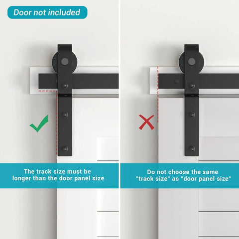 Comparison of correct and incorrect track size installation for 30 Inch Bi Folding Sliding Barn Door Hardware Track Kit