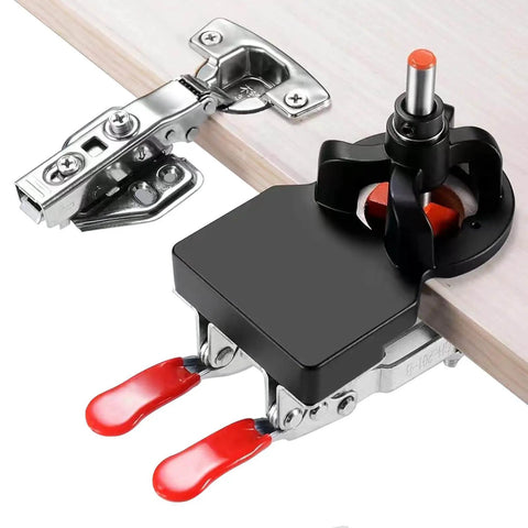 35mm Concealed Door Hinge Jig for Cabinets Pro Grade Aluminum Alloy Guide and components on cabinet door