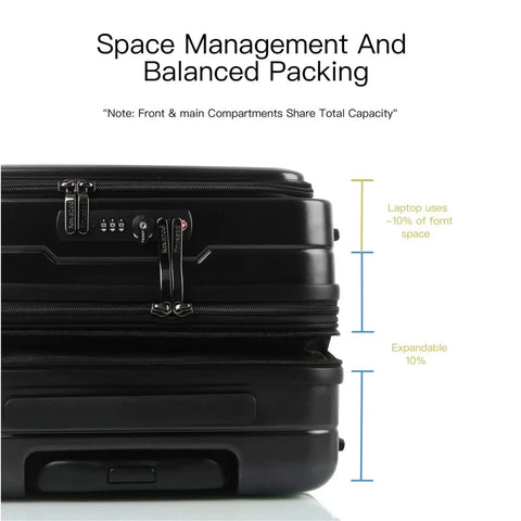 Carry On Luggage That Fits Overhead 20 Inch Expandable Hardside Polycarbonate Case With spinner wheels and TSA lock side view