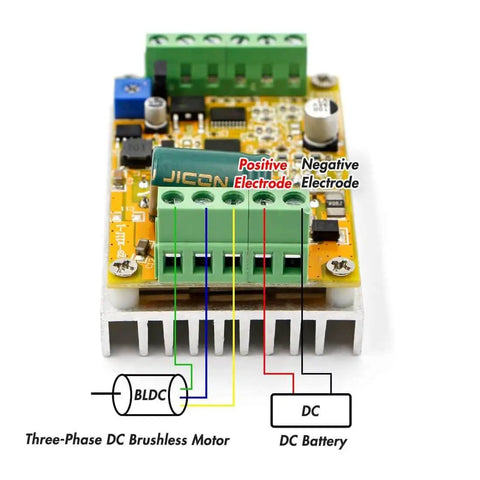 380W Three-Phase DC Brushless Motor Speed Controller Sensorless Hall-Less PWM 6.5 To 50V With Terminal Blocks