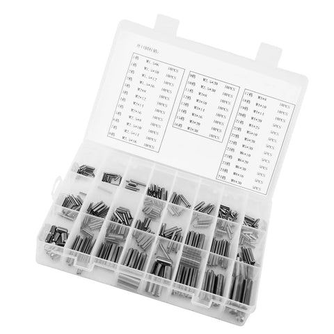 Roll Pin Set In Stainless Steel Assortment With Organized Box, Pro Grade Spring Tension Pins In Sizes M1.5-M8 for DIY projects