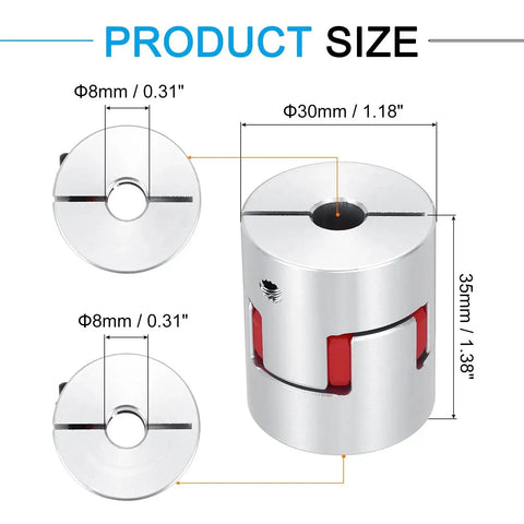 Aluminum Shaft Coupling 8mm To 8mm Flexible Spider Coupler L35mm By D30mm for motion control in CNC routers and 3D printers.